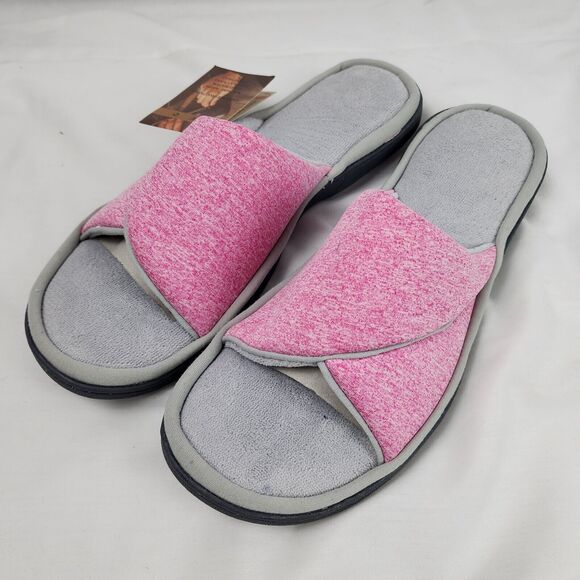 Women's Size 11-12 Open Toe House Slippers with Comfy Velvet Lining, Memory Foam - Picture 1 of 5